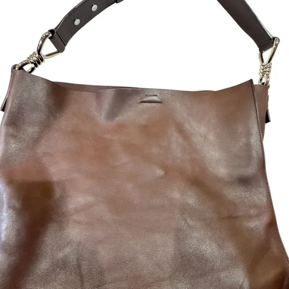 AllSaints Brown Leather Hobo Tote - Picture 3 of 15